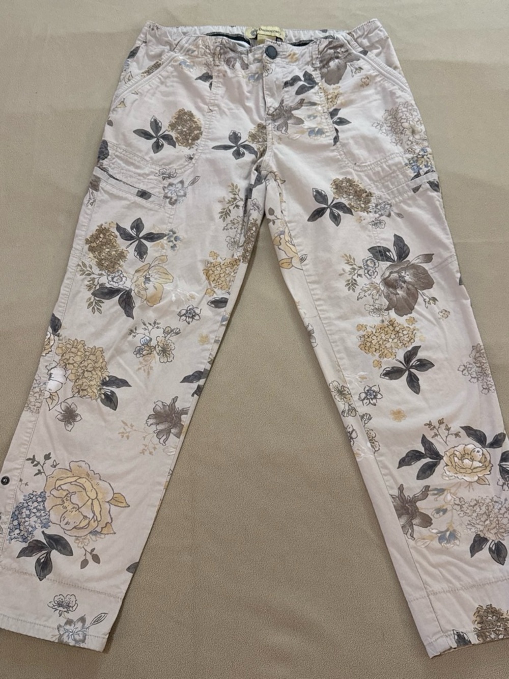 Democracy Beige Floral Straight Leg Jeans